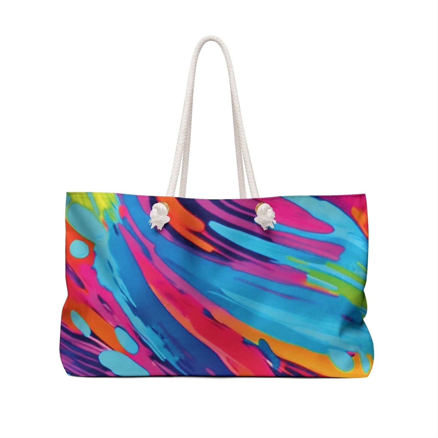 Abstract Neon Paint Swirl Weekender Bag | Colorful Travel Tote | Large Tote Bag