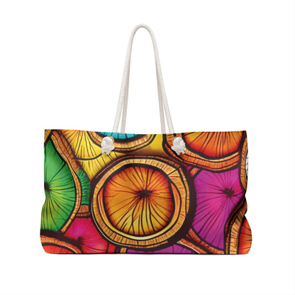 Colorful Coconut Slices Weekender Bag | Tropical Travel Tote | Large Tote Bag