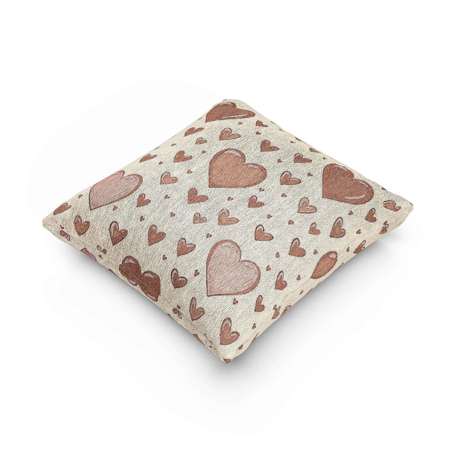Pink Heart Pattern Woven Pillow | Boho Valentine Home Decor