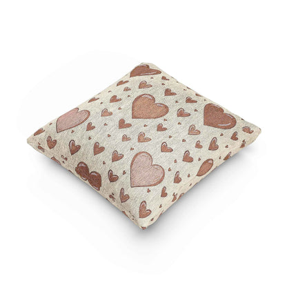 Pink Heart Pattern Woven Pillow | Boho Valentine Home Decor