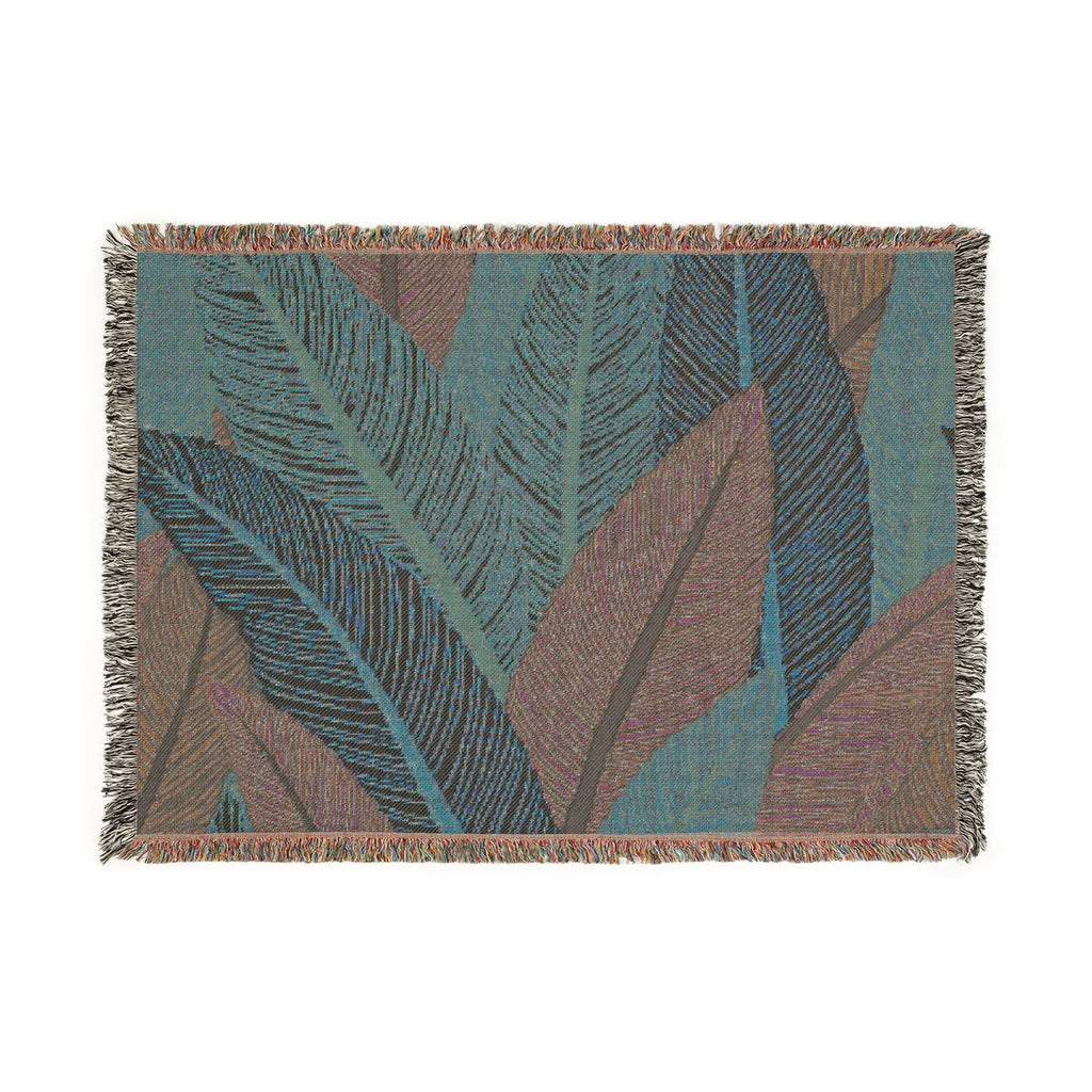 Tropical Leaf Woven Blanket — Boho Throw for Living Room, Bedroom & Patio