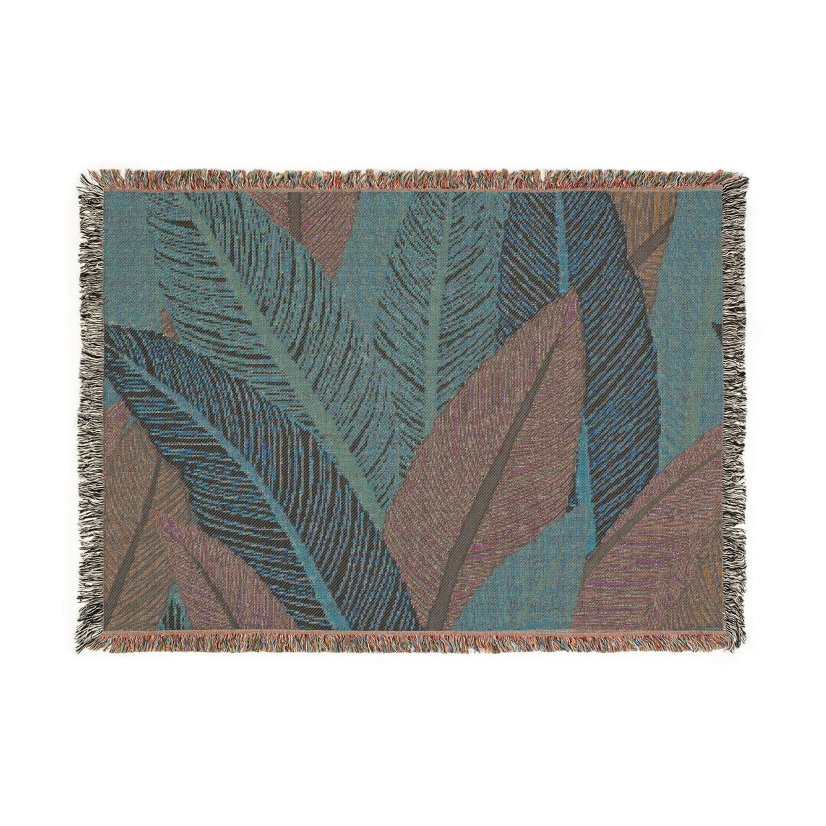 Tropical Leaf Woven Blanket — Boho Throw for Living Room, Bedroom & Patio
