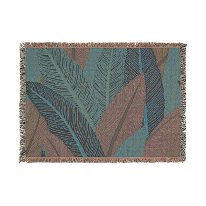 Tropical Leaf Woven Blanket — Boho Throw for Living Room, Bedroom & Patio