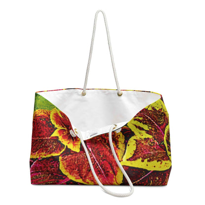 Variegated Coleus Leaf Weekender Bag | Colorful Botanical Tote | Large Tote Bag