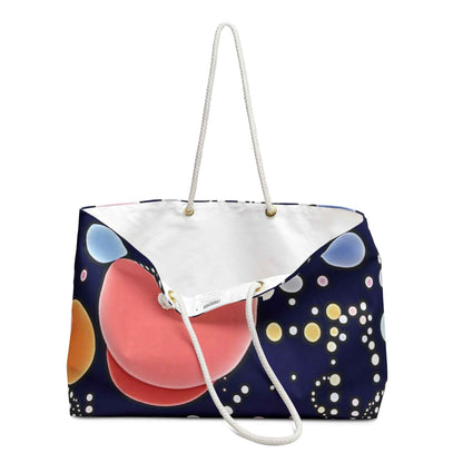 Colorful Bubbles Pattern Weekender Bag | Abstract Dot Galaxy, Large Tote Bag