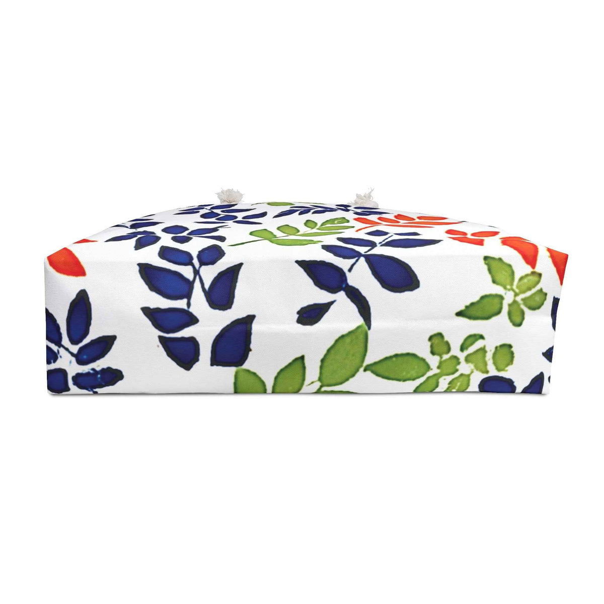 Colorful Leaf Pattern Weekender Bag | Navy Red Green Leaves, Large Tote Bag