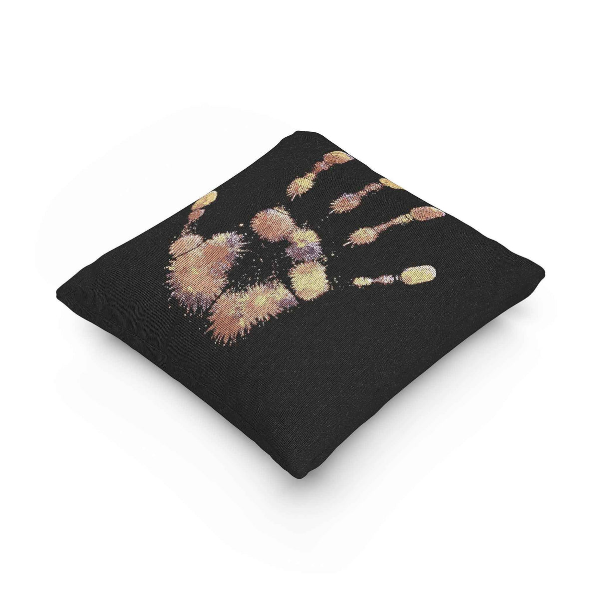 Metallic Handprint Woven Pillow | Boho Accent Throw Pillow