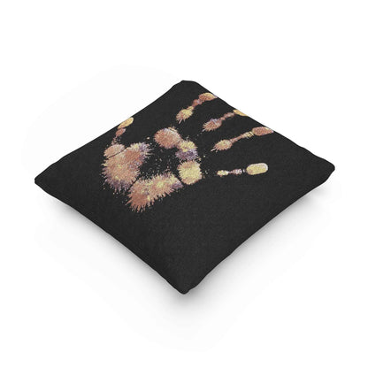 Metallic Handprint Woven Pillow | Boho Accent Throw Pillow