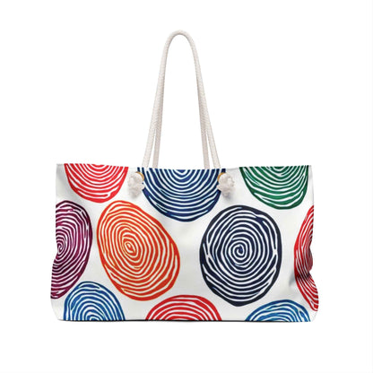 Colorful Spiral Circles Weekender Bag | Large Tote Beach Travel | Busy Mom | Mother Gift