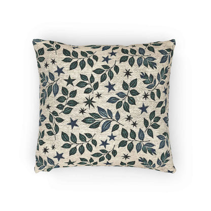 Leaf and Star Pattern Woven Pillow | Botanical Throw Cushion