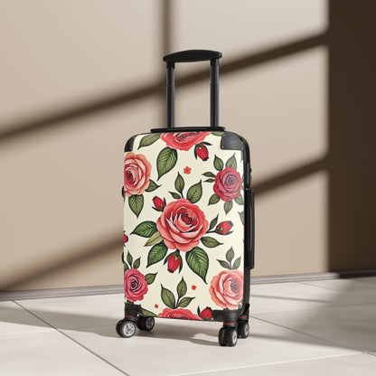 Rose Print Suitcase – Vintage Floral Carry-On Luggage