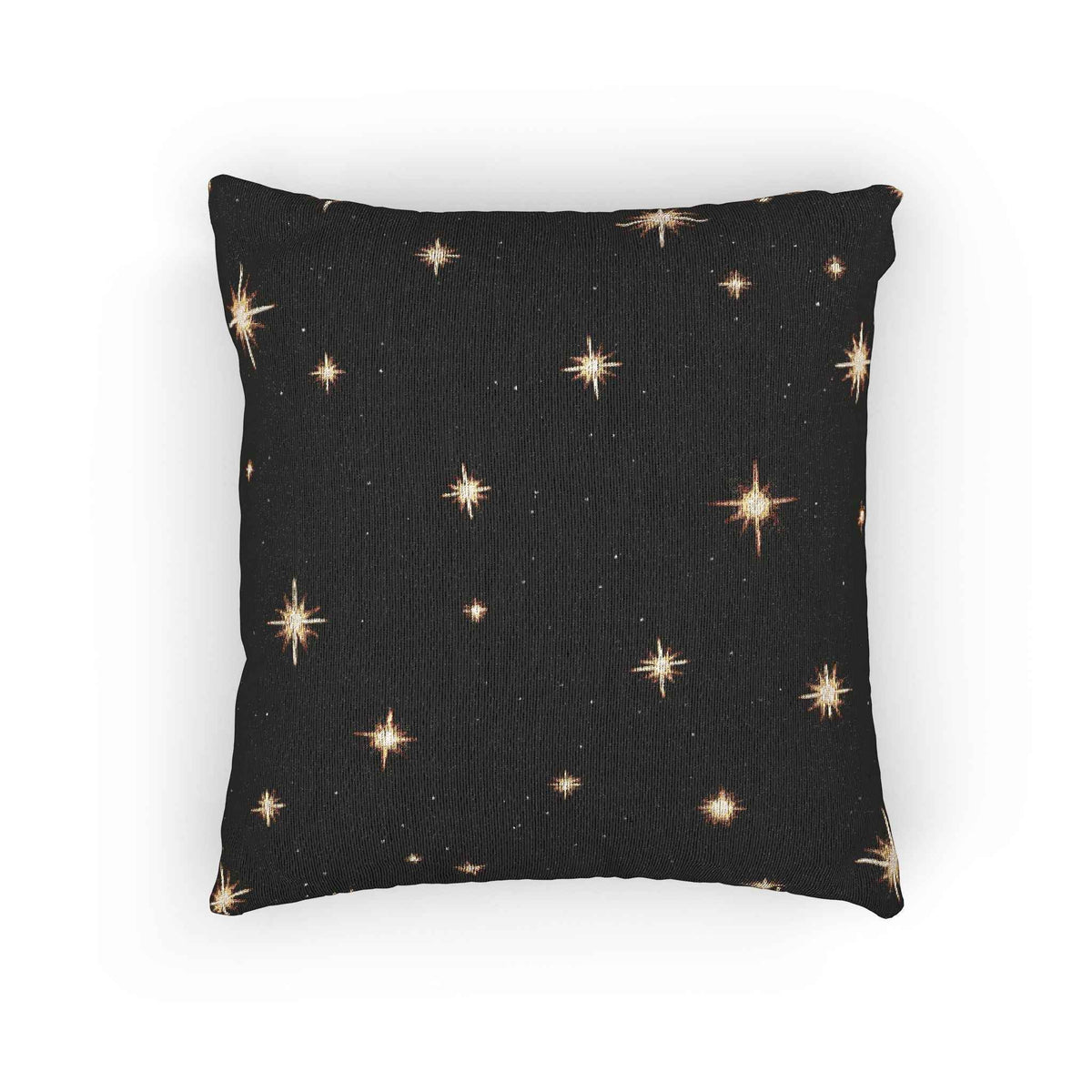 Starry Night Sparkle Woven Pillow | Black Cross-Stitch Stars