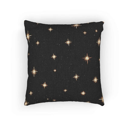 Starry Night Sparkle Woven Pillow | Black Cross-Stitch Stars
