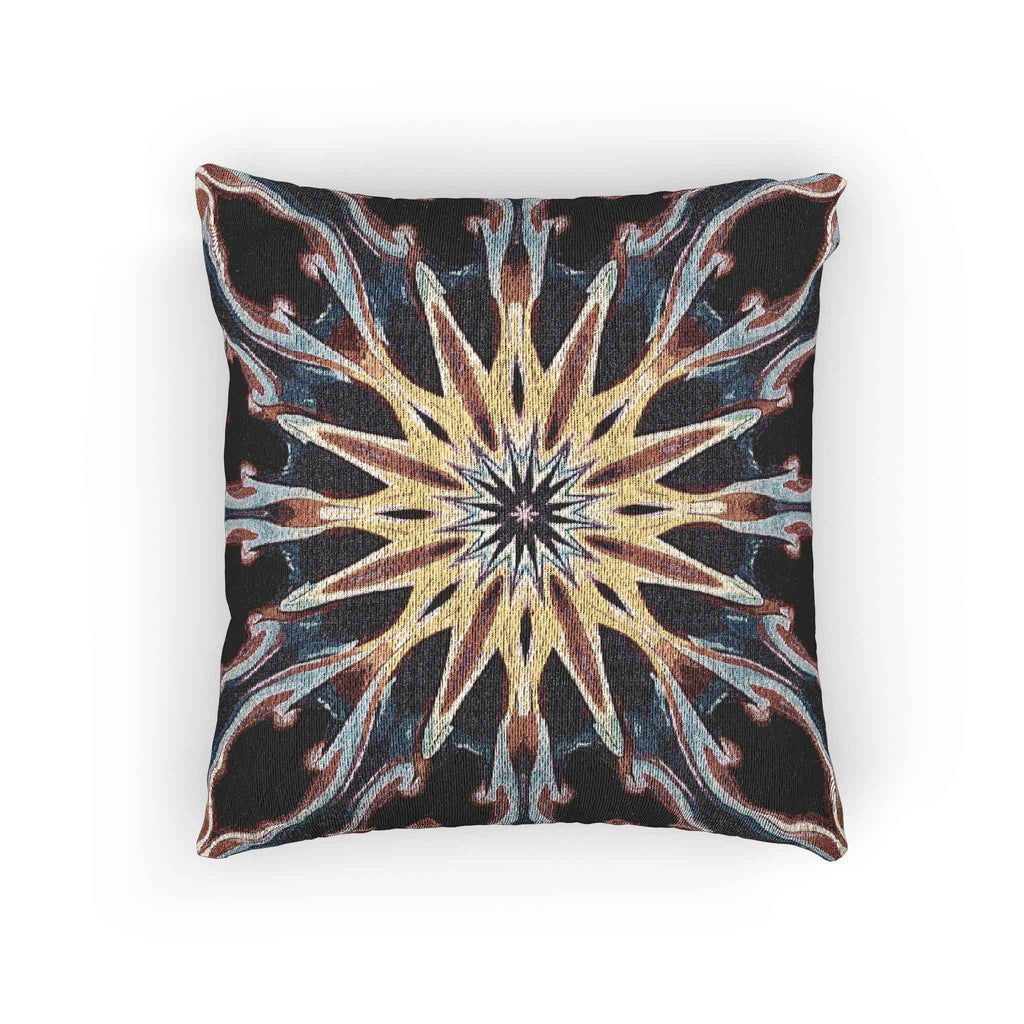 Starburst Mandala Woven Pillow | Geometric Boho Throw Cushion