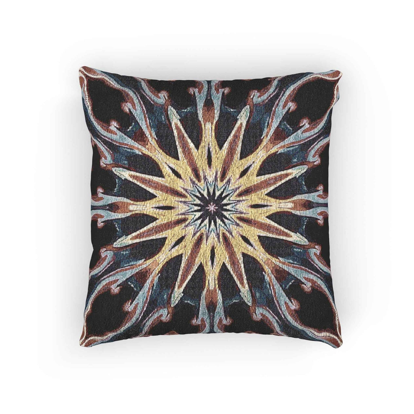 Starburst Mandala Woven Pillow | Geometric Boho Throw Cushion