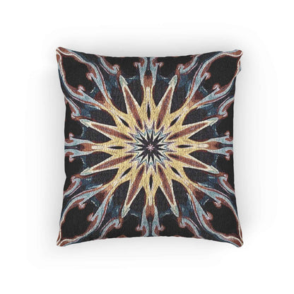 Starburst Mandala Woven Pillow | Geometric Boho Throw Cushion