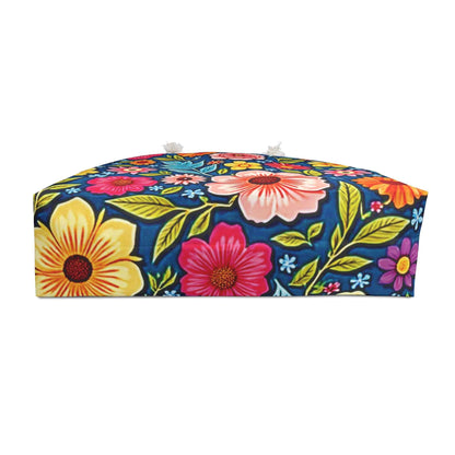 Colorful Floral Pattern Weekender Bag | Bright Boho Flower Tote