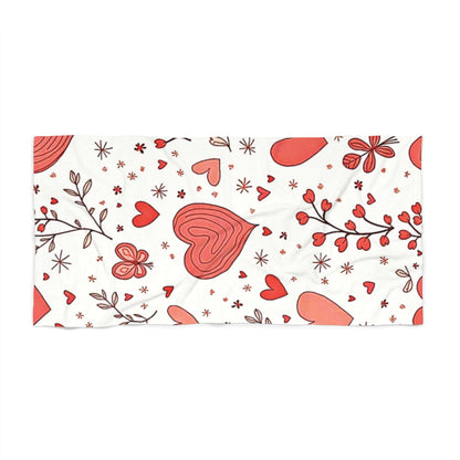 Beach Towel — Red Heart Pattern Valentine Beach Towel