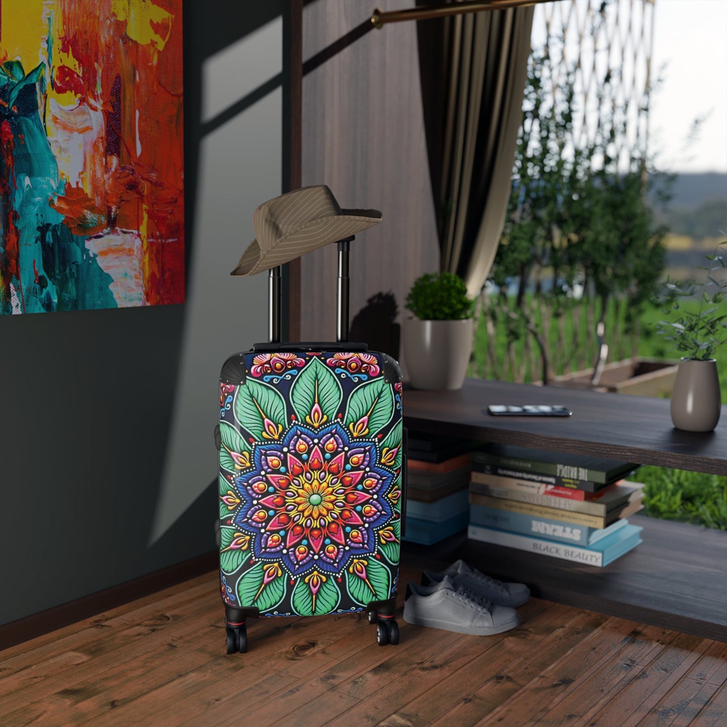 Mandala Floral Suitcase – Colorful Boho Carry-On Luggage