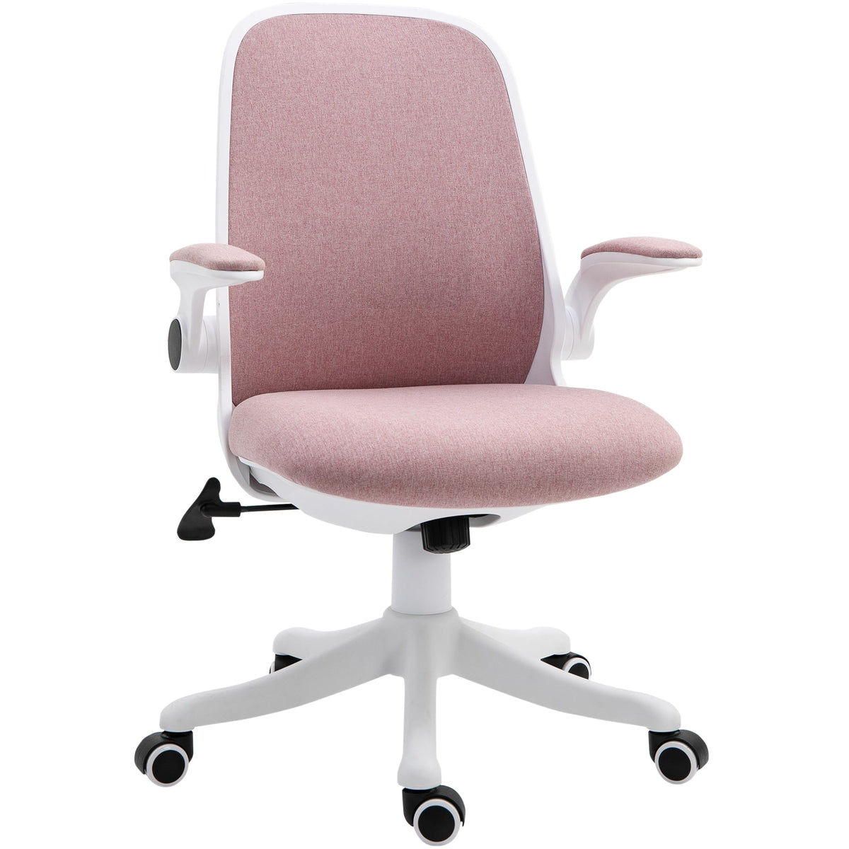 360° Swivel Office Chair Task Chair, Breathable Fabric Computer Chair with Flip-up Arms and Adjustable Height, Grey