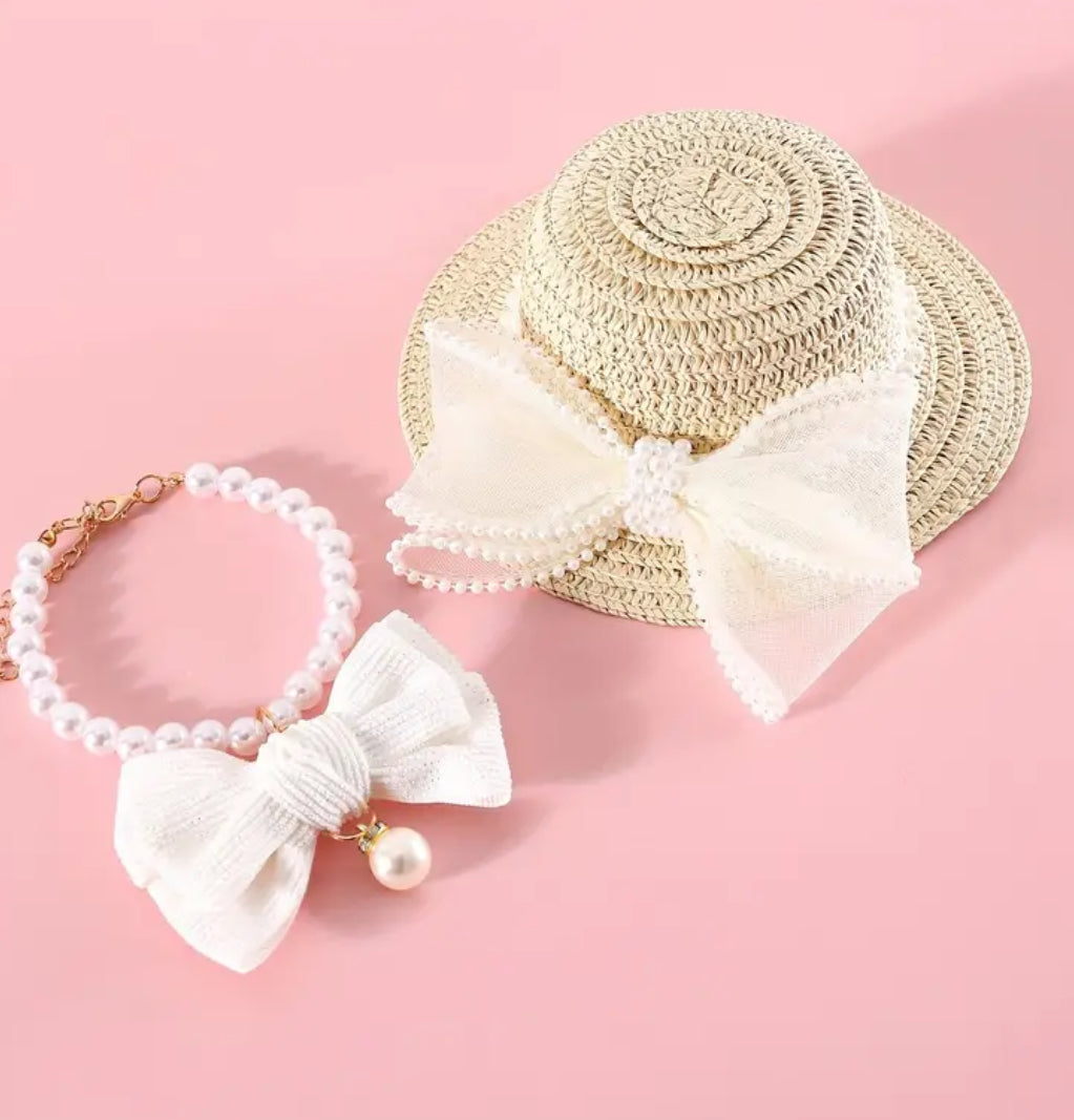 Beaux Dog Accessory Set | Hat and Collar Set