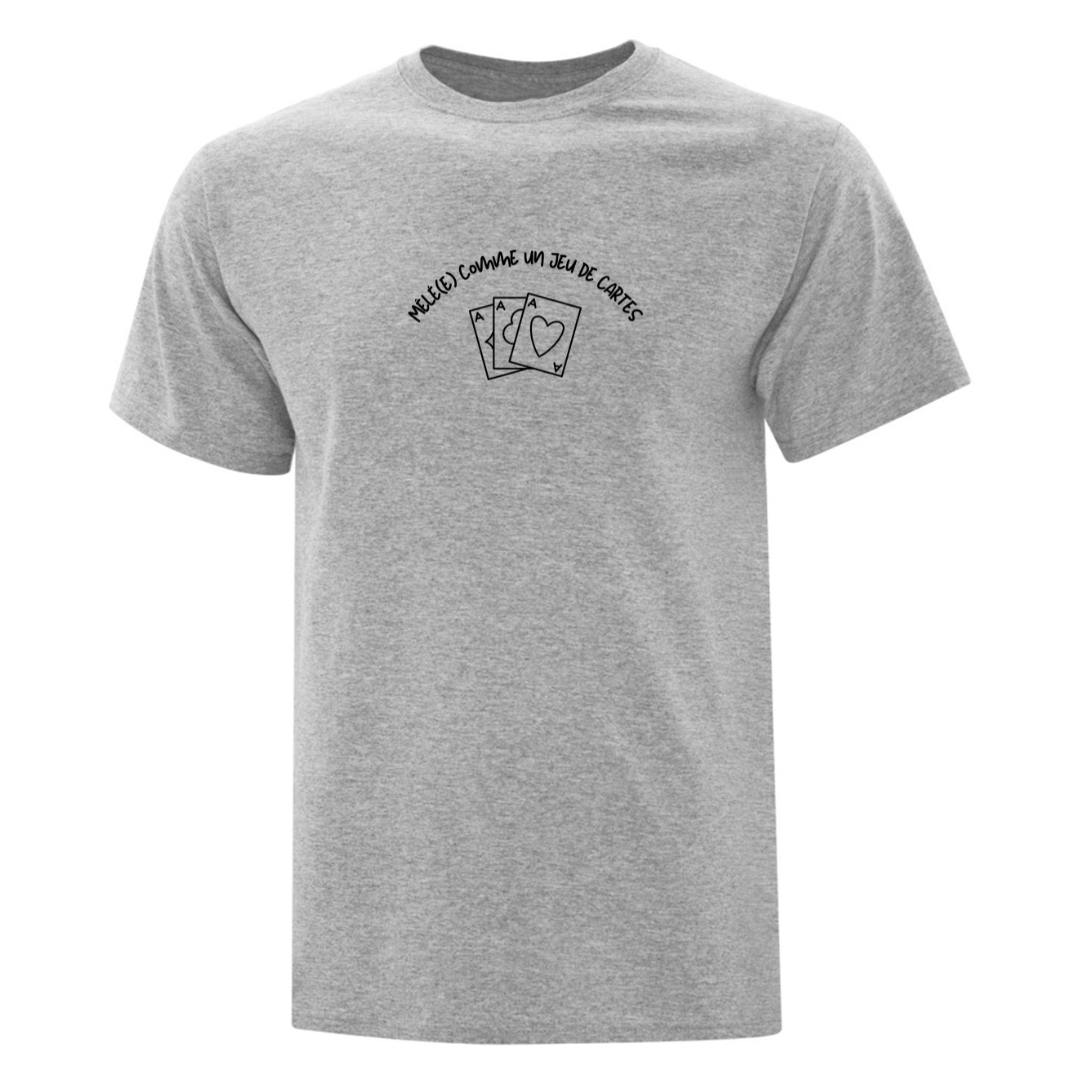 T-shirt "Mêlé(e) Comme Un Jeu De Cartes" brodé