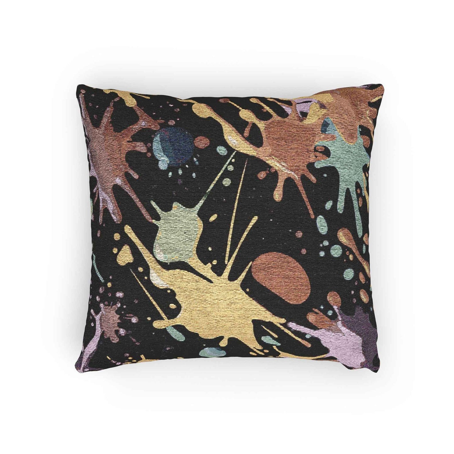Abstract Paint Splatter Woven Pillow | Colorful Splash Pattern Cushion