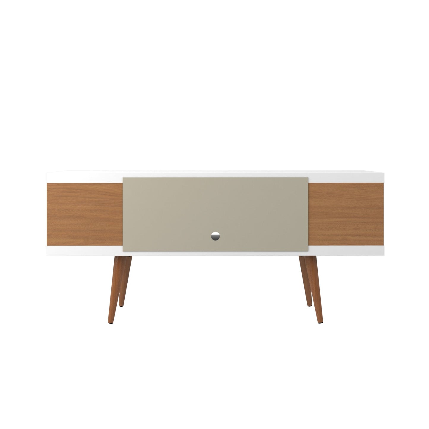 Eureka Modern 53.14" TV Stand with 4 Shelves - White Gloss/Maple Cream