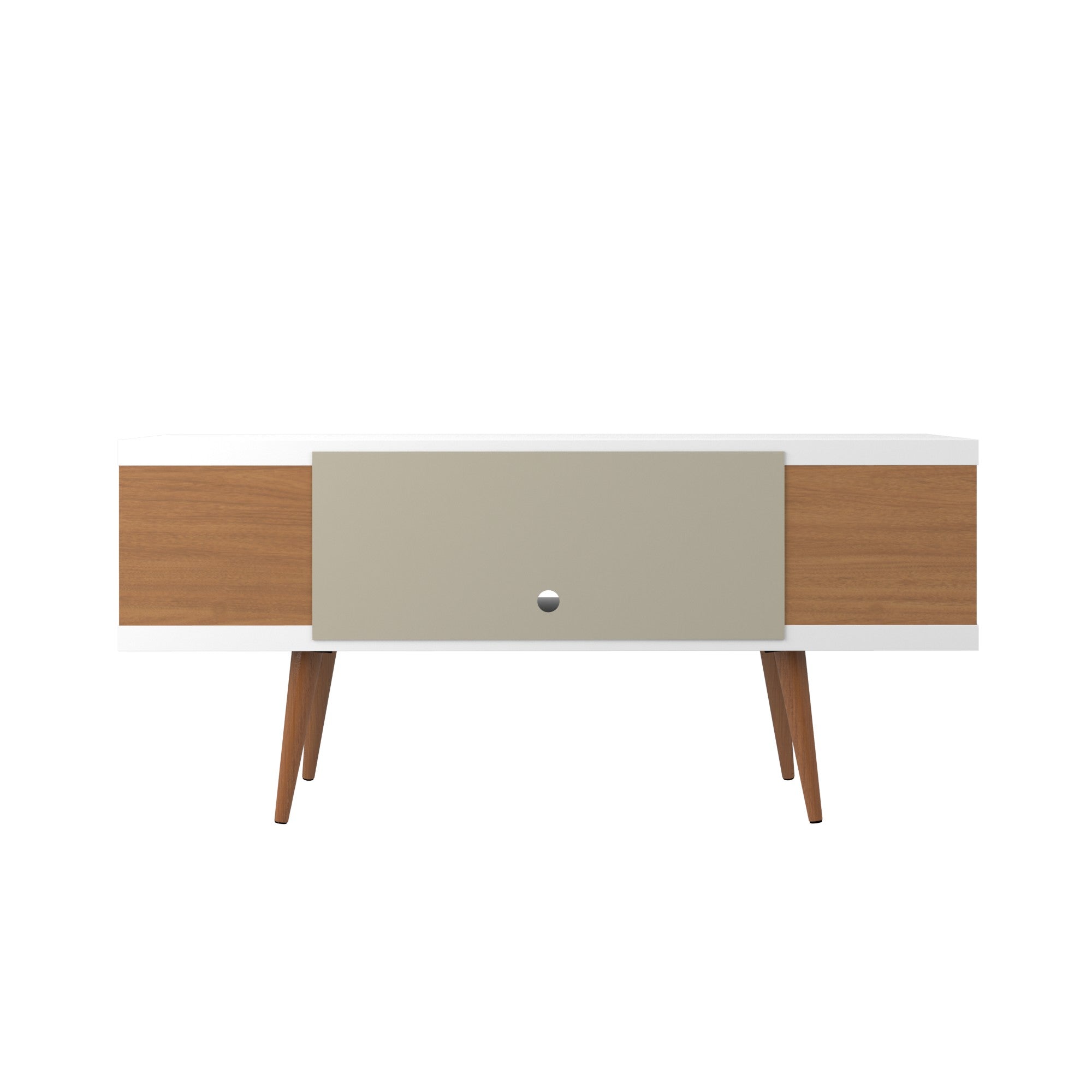 Eureka Modern 53.14" TV Stand with 4 Shelves - White Gloss/Maple Cream