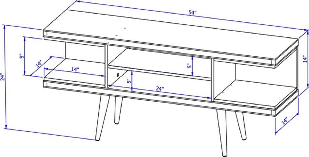 Eureka Modern 53.14" TV Stand with 4 Shelves - Maple Cream