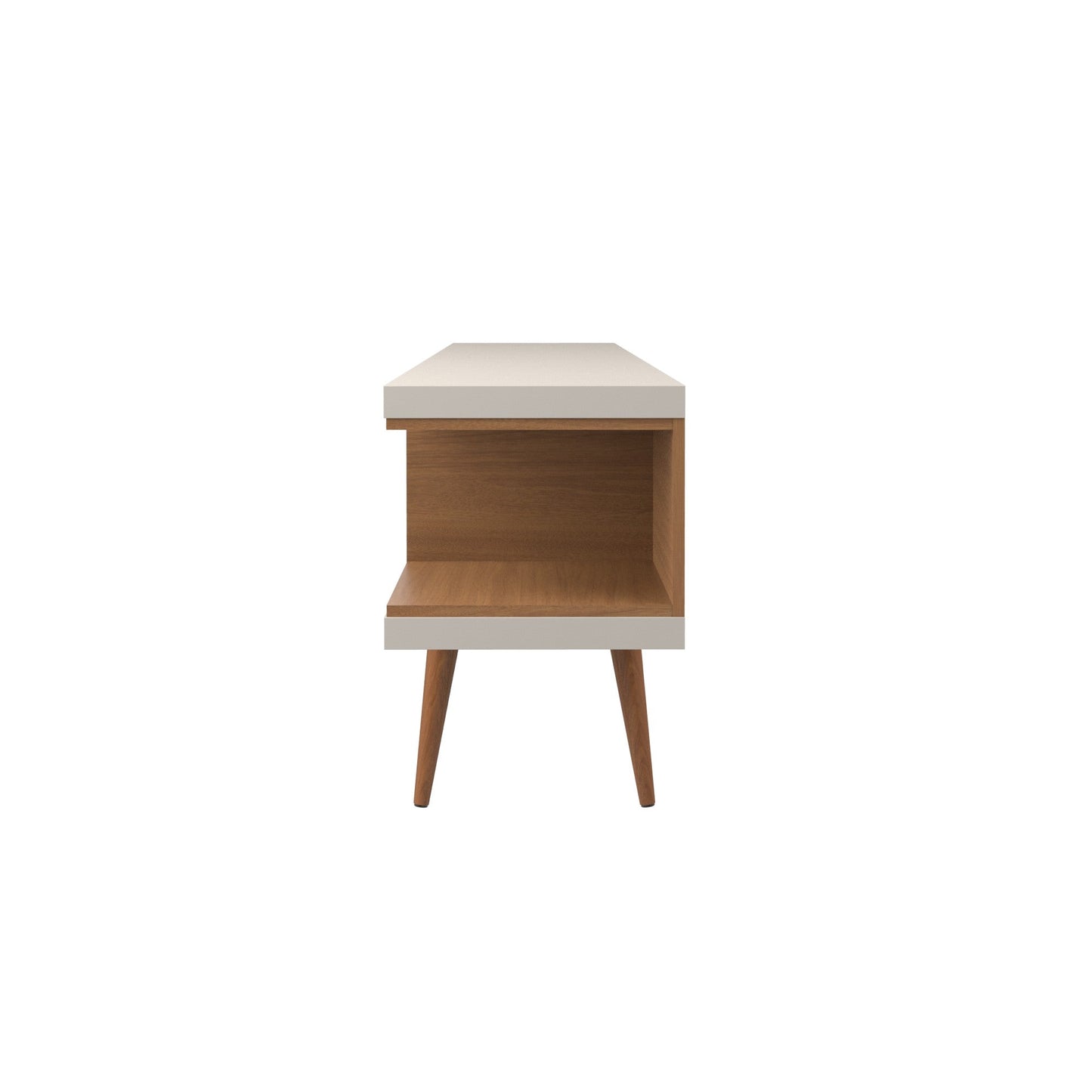 Eureka Modern 70.47" TV Stand with 4 Shelves - Off White Gloss/Maple Cream