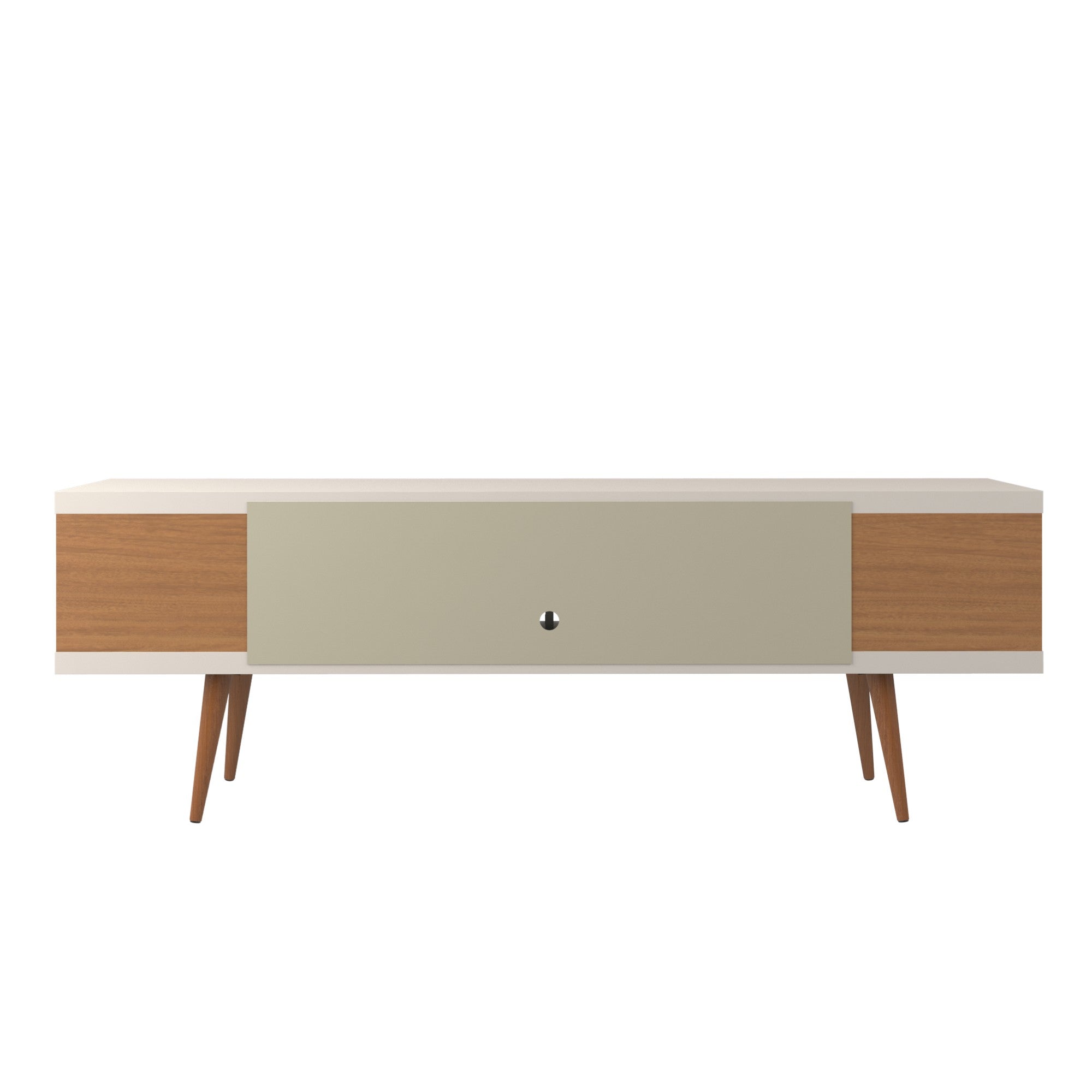 Eureka Modern 70.47" TV Stand with 4 Shelves - Off White Gloss/Maple Cream