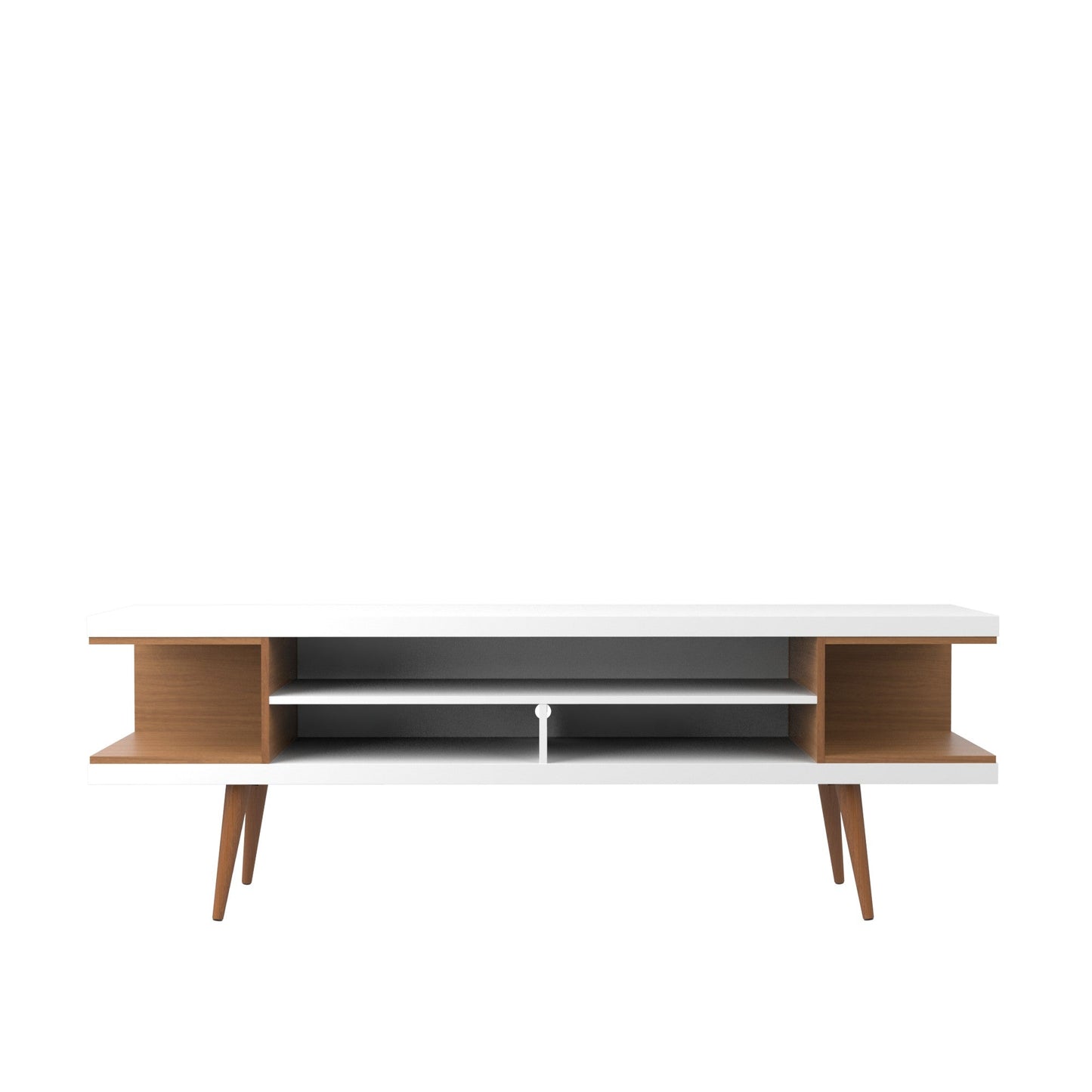 Eureka Modern 70.47" TV Stand with 4 Shelves - White Gloss/Maple Cream