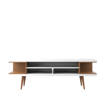 Eureka Modern 70.47" TV Stand with 4 Shelves - White Gloss/Maple Cream
