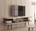 Eureka Modern 70.47" TV Stand with 4 Shelves - White Gloss/Maple Cream