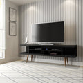Eureka Modern 70.47" TV Stand with 4 Shelves - Black/Maple Cream