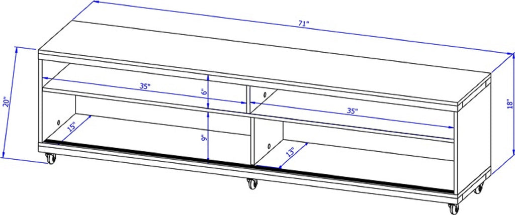 Eureka Modern 70.47" TV Stand with 4 Shelves - Black/Maple Cream