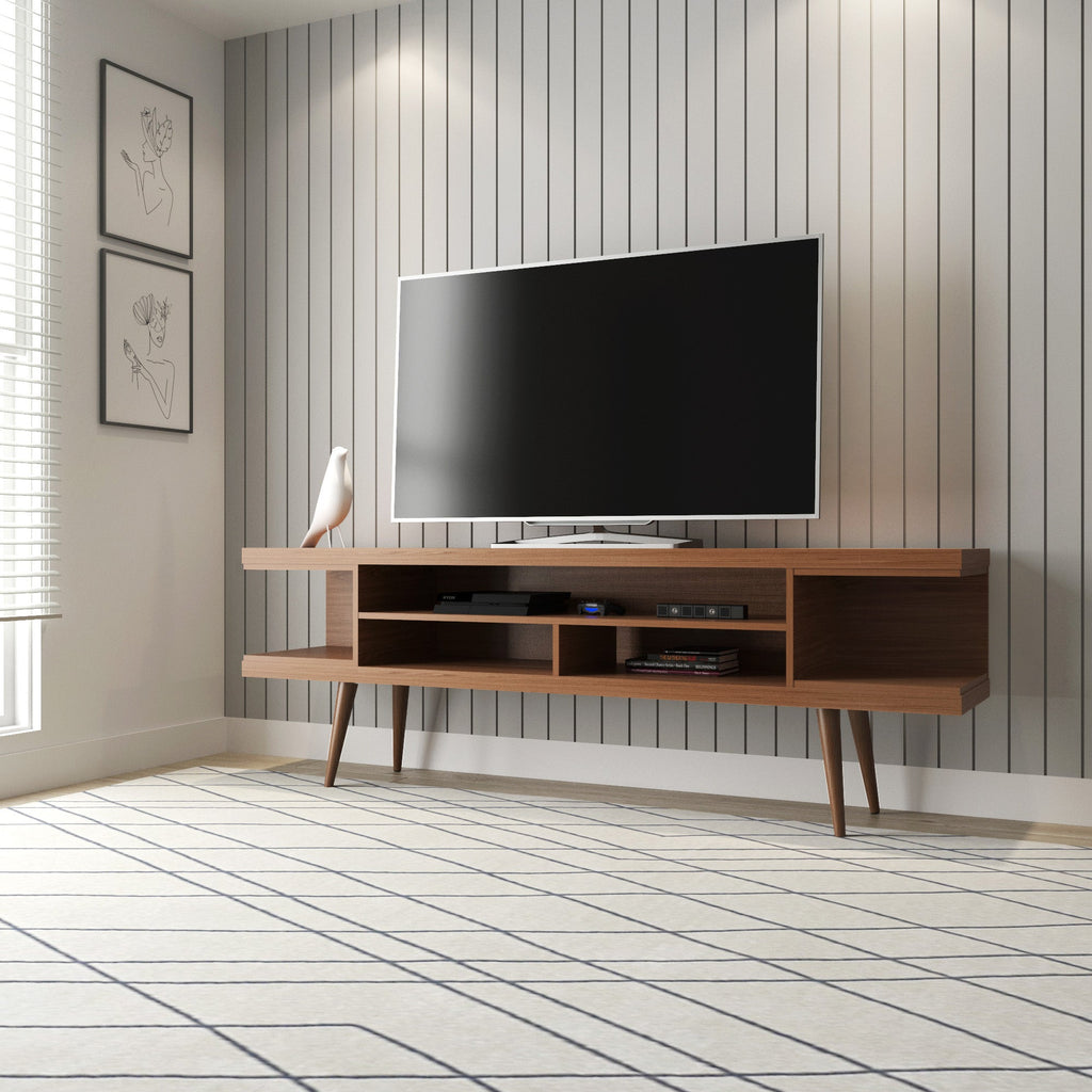 Eureka Modern 70.47" TV Stand with 4 Shelves - Maple Cream