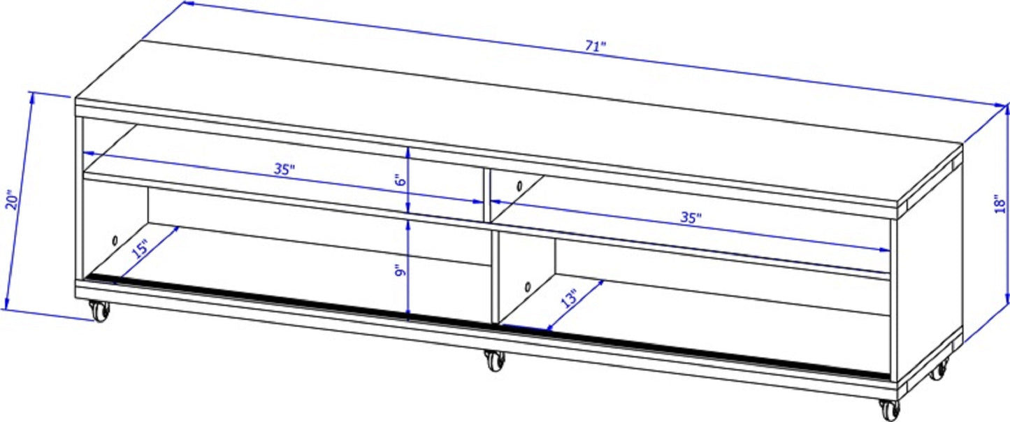 Eureka Modern 70.47" TV Stand with 4 Shelves - Maple Cream