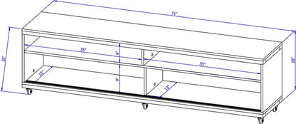 Eureka Modern 70.47" TV Stand with 4 Shelves - Maple Cream