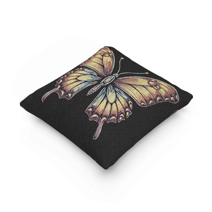 Golden Butterfly Woven Pillow | Tapestry Style Accent Cushion