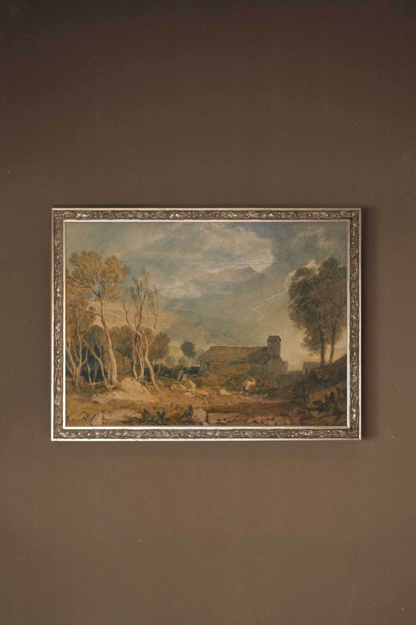 TEMPÊTE SUR LA VALLÉE, CADRE VINTAGE ARGENT