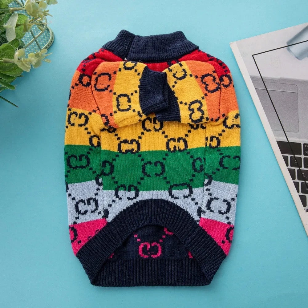 Gigi Rainbow Knit Dog Sweater | Pullover Top