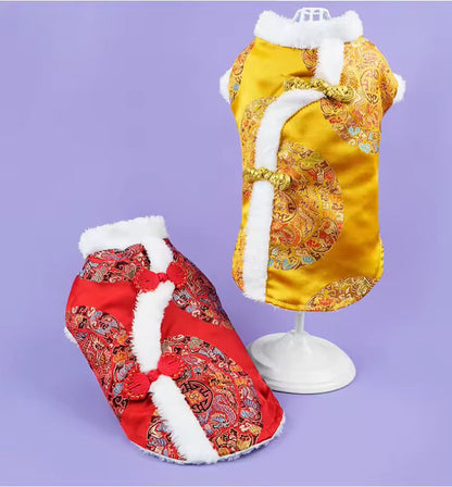 Lunar New Year Prosperity Brocade Dog Vest