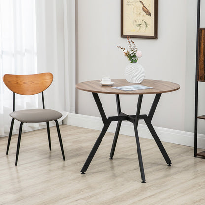 Ainsley 35" Round Dining Table with Steel Frame-Brown