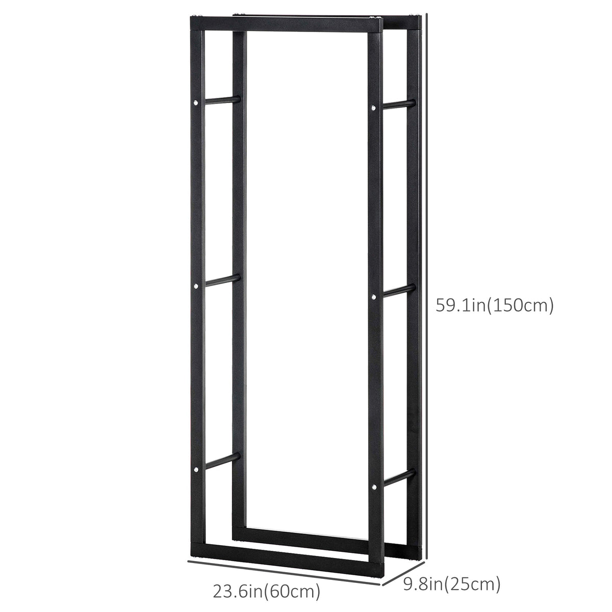 15.7" x 9.8" x 39.4" Firewood Rack Outdoor, Log Holder Fireplace Storage Rack with Handles and 220 lbs. Weight Capacity, Black