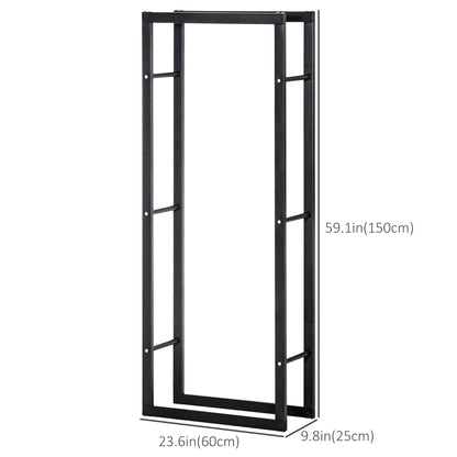15.7" x 9.8" x 39.4" Firewood Rack Outdoor, Log Holder Fireplace Storage Rack with Handles and 220 lbs. Weight Capacity, Black