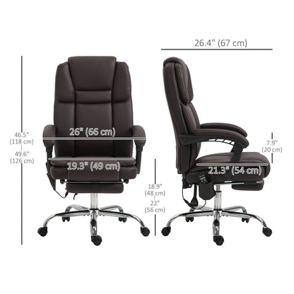 Massage Office Chair, Reclining Executive Office Chair with 6-Point Vibration, Footrest and High Back, Black
