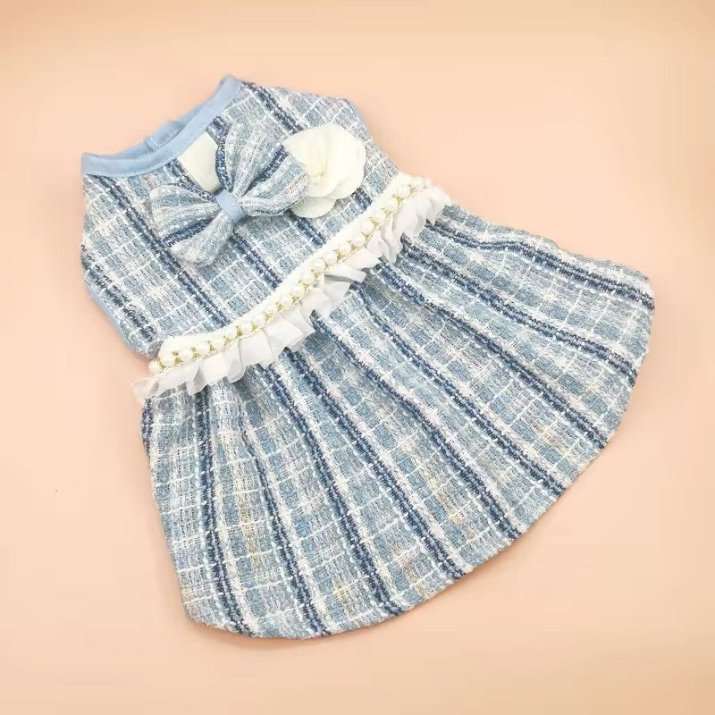 Priscilla Dog Dress & Bow Set – Elegant Outfit for Dogs