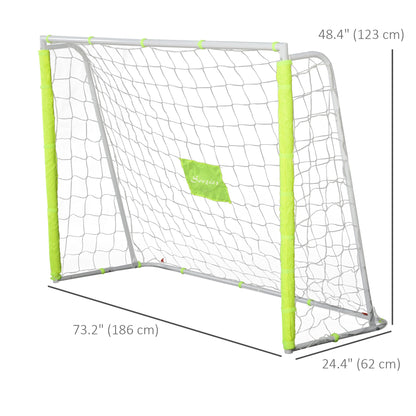 6ft x 4ft Soccer Goal Net with Metal Frame, PE Mesh, Ground Stakes, Easy Assembly, White